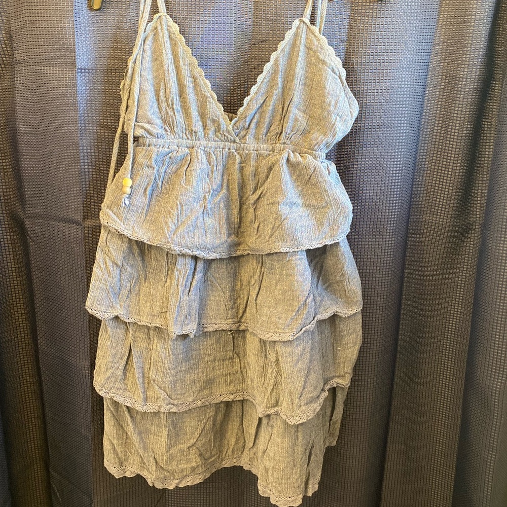 Gray Tiered Ruffle Dress - Picture 2 of 5